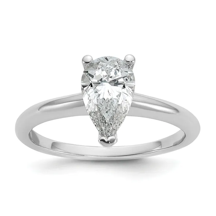Goldia Rings 14k White Gold 1 Ct Lab Grown Diamond VSSI G Pear Solitare Engagement Ring