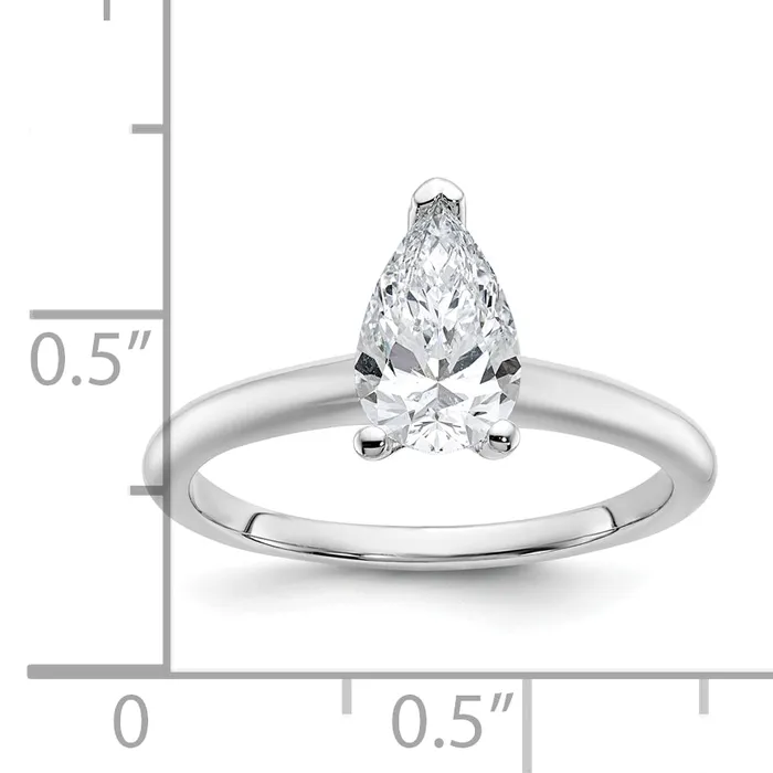 Goldia Rings 14k White Gold 1 Ct Lab Grown Diamond VSSI G Pear Solitare Engagement Ring