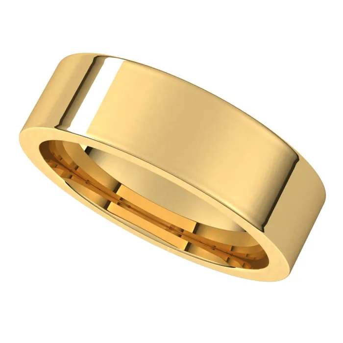 10K Yellow Gold 6 mm flat comfort fit Wedding Band TreasureFineJewelers Rings