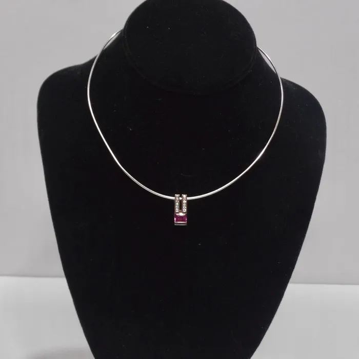 Vintage by Misty Necklaces Pink Sapphire Diamond Necklace 1980s 14K Gold