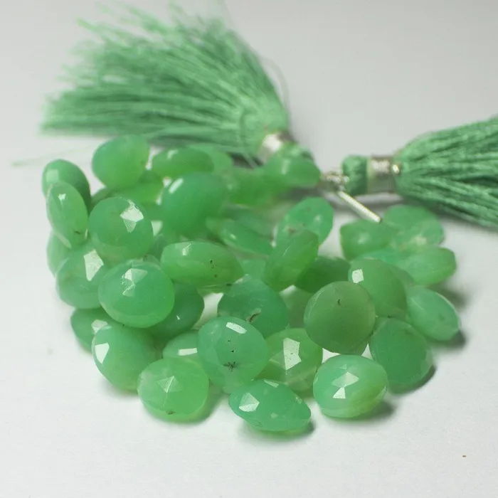 Earrings Natural Green Chrysoprase Faceted Heart Drop Beads 8mm 10mm 8inches Beads Supplies USA