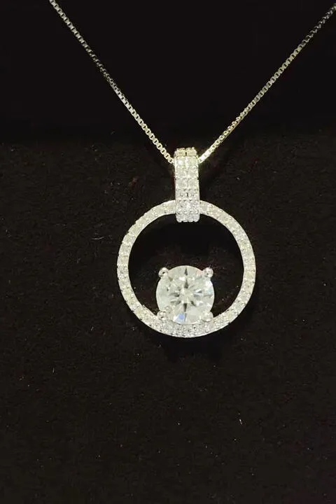 Necklaces Trendsi 1 Carat Moissanite 925 Sterling Silver Necklace