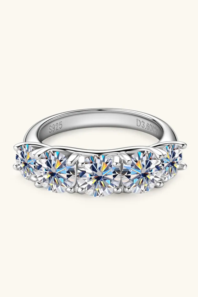Trendsi Rings 1 Carat Moissanite 925 Sterling Silver HalfEternity Ring