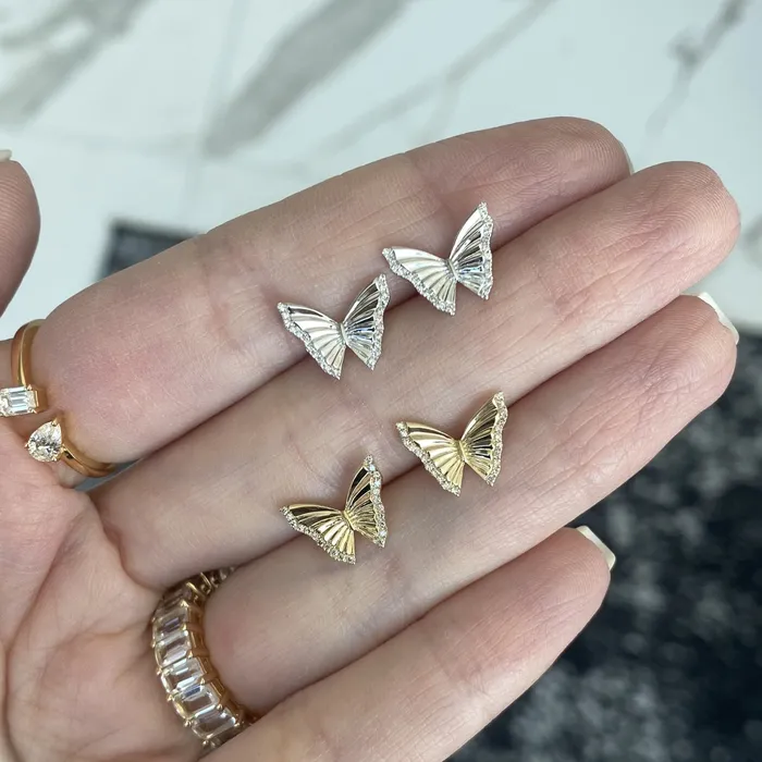 Alev Collection Striped Butterfly Pave Earrings Earrings