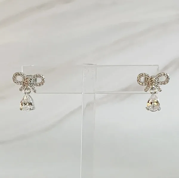 Ellison and Young Sparkly Bow Teardrop Earrings Earrings