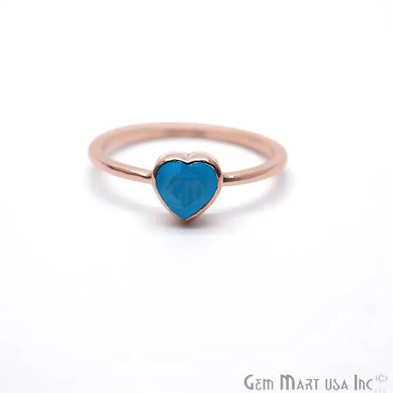GemMartUSA Rose Gold Plated Heart Shape Single Gemstone Solitaire Ring CP12009 Rings