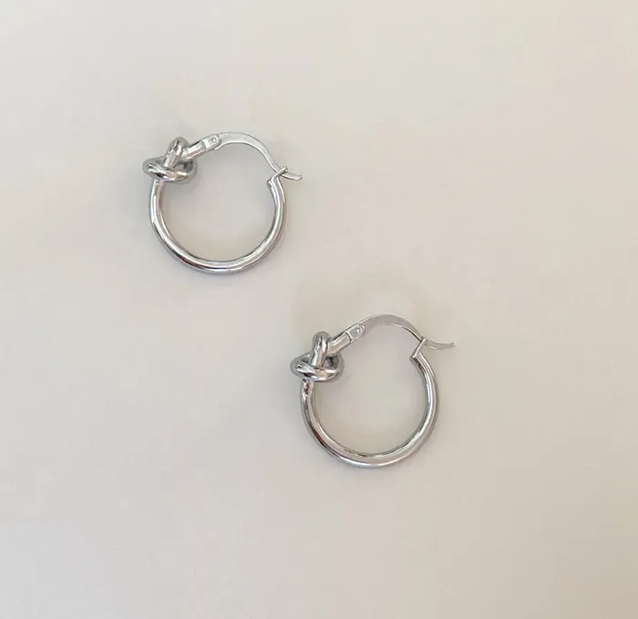 HARPER SILVER KNOT HOOP EARRINGS Mai Dsire Earrings