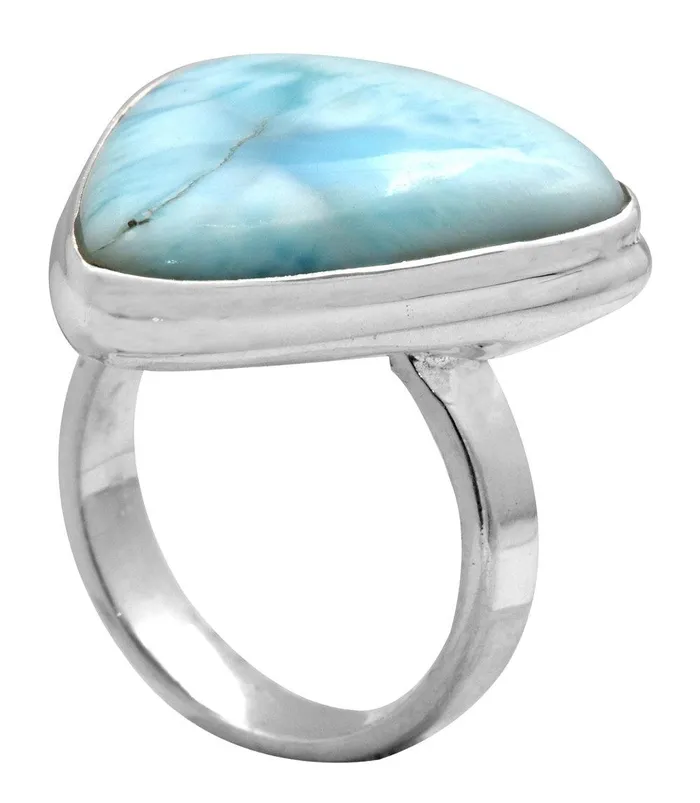 Necklaces YoTreasure Natural Larimar 925 Sterling Silver Rings Silver Jewelry