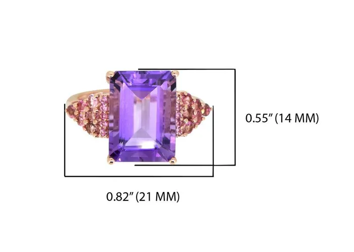 Rings YoTreasure 895 Ct Amethyst Tourmaline Solid 14k Rose Gold Designer Ring Jewelry