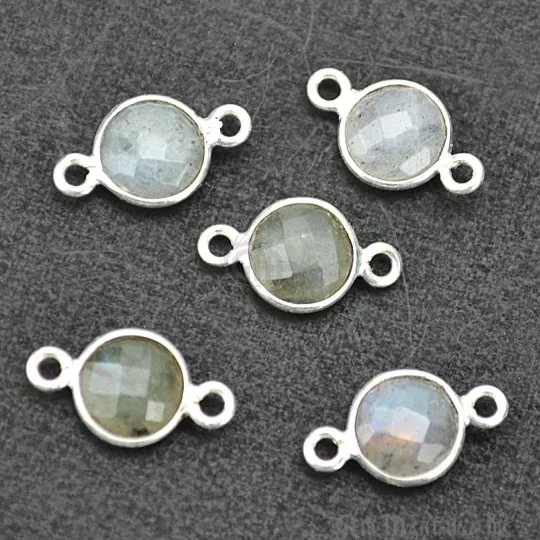 Round 6mm Double Bail Silver Plated Gemstone Bezel Connector GemMartUSA Rings