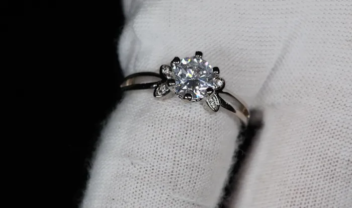 Womens Silver Diamond Engagement Ring Lab Diamonds London Rings