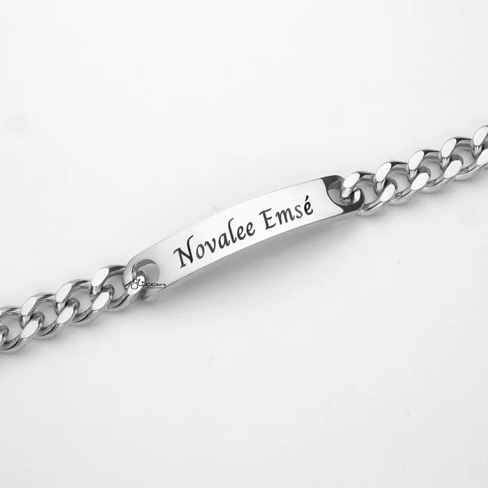 Bracelets Personalised Stainless Steel 75mm Width ID Bracelet Glitters