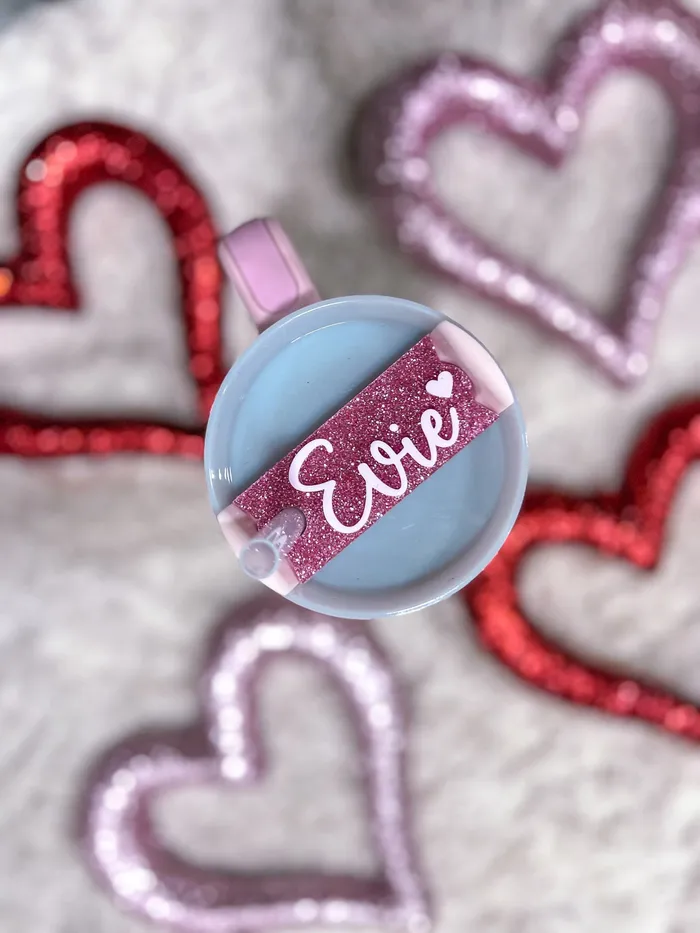 Custom Prints Necklaces Personalized Glitter Stanley Toppers Hearts
