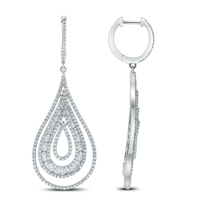 Earrings Ripples Diamond Earrings 429 ct Diamonds in White Gold Beauvince
