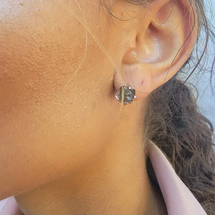 Earrings Uniquelan Jewelry Raw Smoky Quartz Stud Earrings