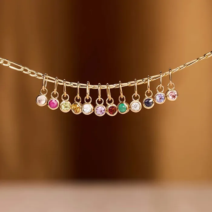 Eline Rosina Charm Necklaces Birthstone Charm April