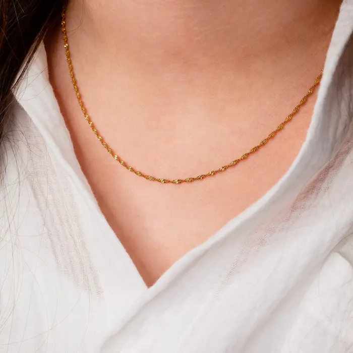 Grayling Necklaces Waterproof Cheri Twisted Herringbone Chain Necklace