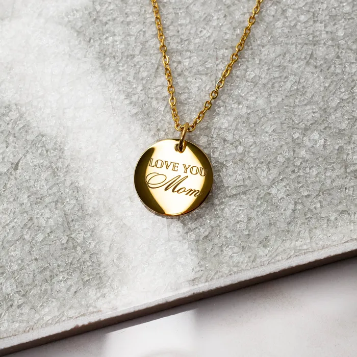 Necklaces Grayling Love You Mom Engraved Script Pendant Necklace
